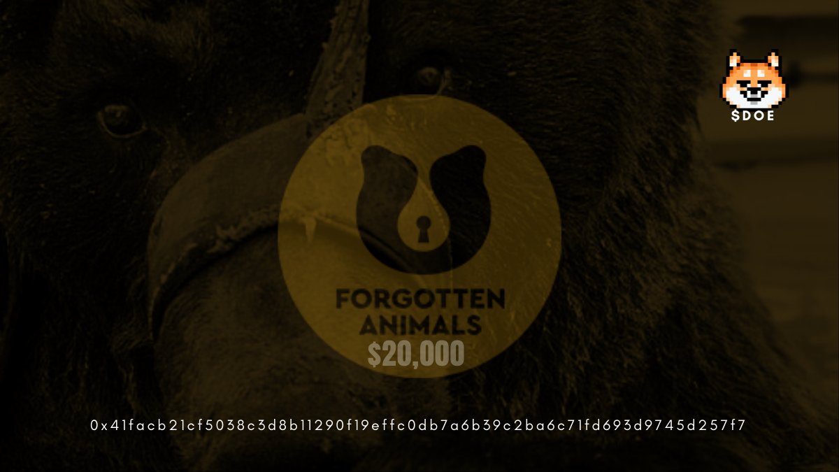 Our team just donated $20,000 to <a href="/forgottenanimal/">Forgotten Animals</a> 🙏

Previous donations:
$20k <a href="/BinanceBCF/">Binance Charity</a> 
$125k <a href="/teamseas/">#TeamSeas</a> 
$20k <a href="/children/">Children International</a> 
$20k <a href="/AmericanCancer/">American Cancer Society</a>

The team has donated a total of $205,000 so far!🤝

All our donations are made in ETH through our partner <a href="/TheGivingBlock/">The Giving Block</a> .