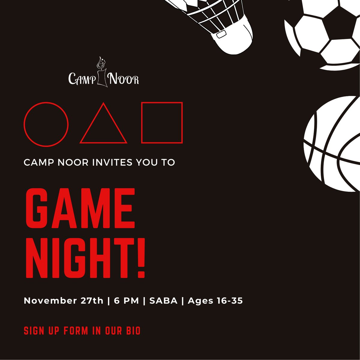 campnoor1's tweet photo. Salam Alaikum everyone!

We hope you all are doing well and are excited to welcome you to Camp Noor’s Game Night!! InshaAllah join us for a fun night of activities and games! Please sign up via the link in our bio and see you there 🙏 https://t.co/7bYn9niC6x