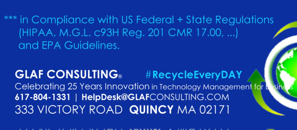 glafconsulting's tweet image. America Recycles Day is on Monday November 15th!

Let us Celebrate!

Let&apos;s #RecycleEveryDay with a
#SecurityMINDSET
#PrivacyMINDSET
#INNOVATION #COMPLIANCE
#AmericanRecyclesDAY
#RecyclesEVERYDAY