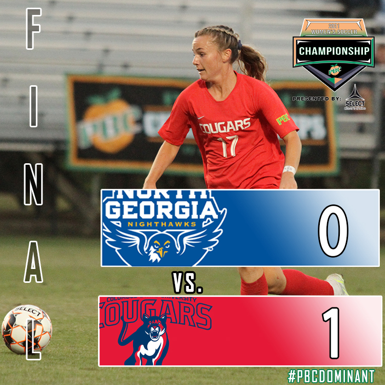 PeachBelt's tweet photo. FINAL: @CSUCougars edge @UNG_Nighthawks 1-0 in the first PBC women’s semifinal.  The Cougars will advance to the championship game on Sunday at 3pm!  #PBCDOMINANT https://t.co/vHiupBhb4a