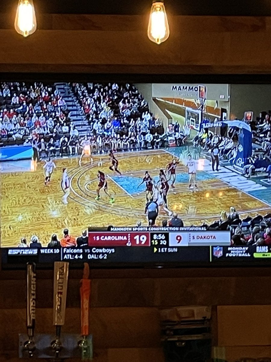 bree_bartlett's tweet photo. In KC for ⚽️and 🏀Getting a bite to eat &amp; see @larkins_grace and @SDCoyotesWBB on tv @ dinner!! #Ramily #Yotes #SepPride https://t.co/PK5VbJaX70