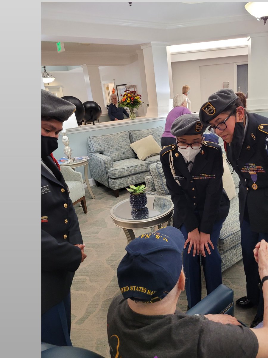 CHSKnightsJROTC's tweet photo. Six JROTC seniors visited 2 Assisted Living Seniors homes to honor veterans. More than 20 veterans at each facility were recognized for their military service. #community involvement #thankuforurservice https://t.co/1mh8C8uBs1