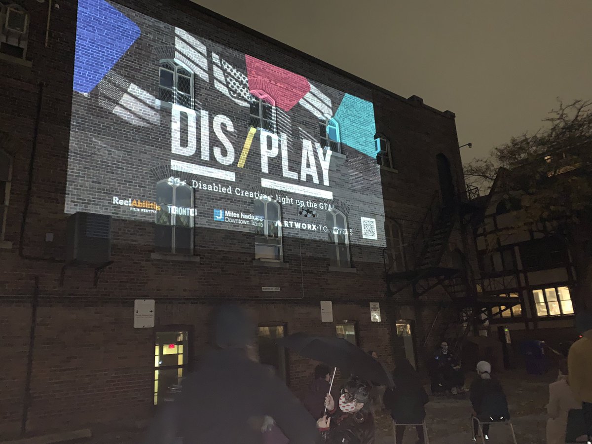 What an absolute joy to be at the opening of Dis/Play, a <a href="/ReelAbilitiesTO/">ReelAbilities Film Festival Toronto</a> <a href="/MilesNadalJCC/">Miles Nadal JCC</a> and #ArtworxTO project projecting the stories and art 50+ disabled creatives onto public space in Toronto at three different sites. Curated by <a href="/Ophira_C/">Ophira Calof</a> So powerful!  @tasdesignbuild