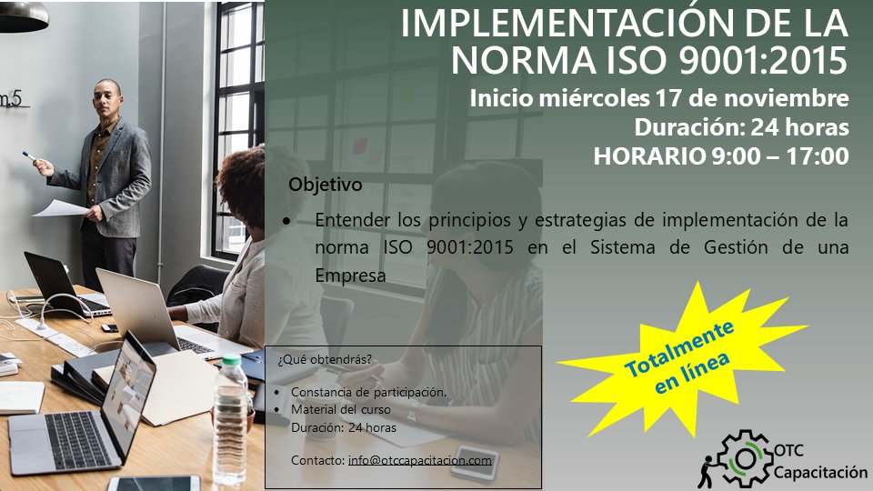 CapacitacionOtc's tweet photo. Nueva fecha para #curso #ISO9001, obtén tu DC3 ahora. 
https://t.co/9xfie1NX9Y https://t.co/Ubshs7ZU6k