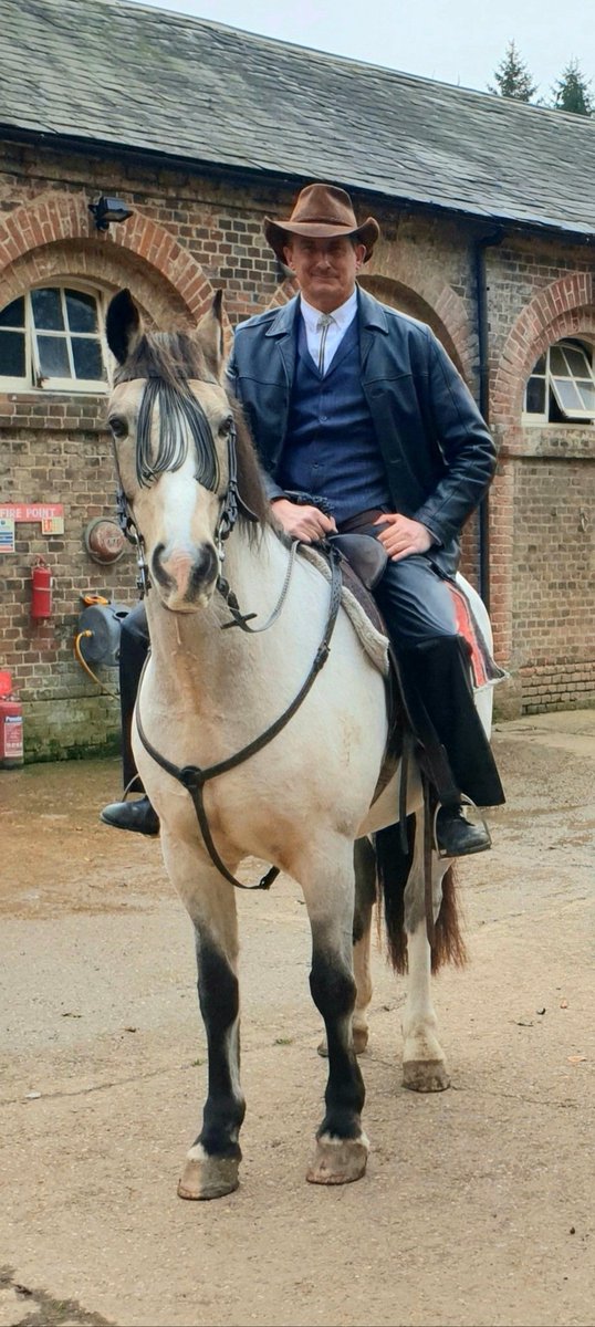 Loved working with Bullseye. Filming on such a strong, good-natured and patient horse as you are was a privilege for me. Thank you my friend. 
#actorslife #horselover #film #westerns #horseback #horses