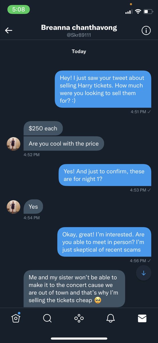 IFancyHoran_'s tweet photo. Please do NOT fall for this scam, they blocked me RIGHT after I called them out. This was for 2 LA n1 Watermelon pit tickets. #harrystylestickets #harrytickethelp #harrystylesticketselling #harrystylestickethelp https://t.co/Q8soKrgdGs