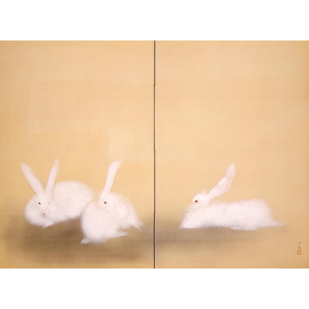yamatanemuseum's tweet photo. 【撮影📷してシェア！】
＼#奥村土牛展 開催中／
奥村土牛展では、土牛が描いた《兎》(#山��美術館)を撮影いただけます！ふわふわで可愛らしいアンゴラ兎をぜひ撮影して、お友達にお知らせくださいね🐰 
※該当の作品以外の撮影はご遠慮ください。 https://t.co/XTdE1NuPQ7