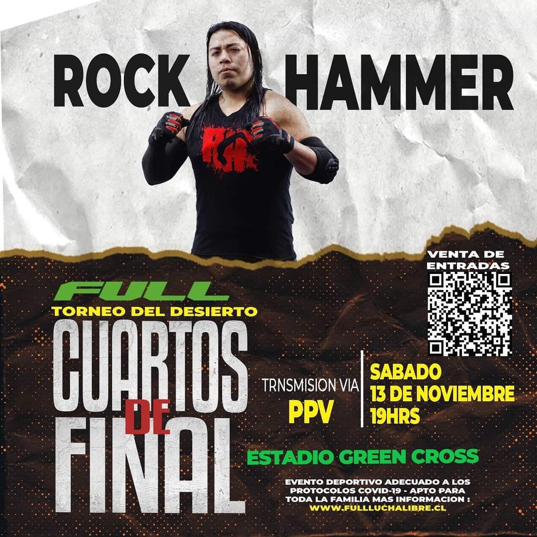 KaceresC's tweet photo. Desde Concepción se confirma el último invitado Rock Hammer quien será el retador? Esto lo verán mañana sábado en full lucha libre si no tienes tu entrada te dejamos link  https://t.co/telQ6zHvWu #torneodeldesierto #fullluchalibre #fullluchalibreantofagasta #antofagasta https://t.co/C80BlnBDTG