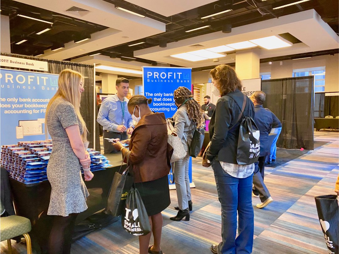 profitnowhq's tweet photo. We went to NYC Small Business Expo in October and met with AMAZING small business owners...Offering them FREE bank accounts with FREE bookkeeping was a blast! https://t.co/vU1ojbxAjT