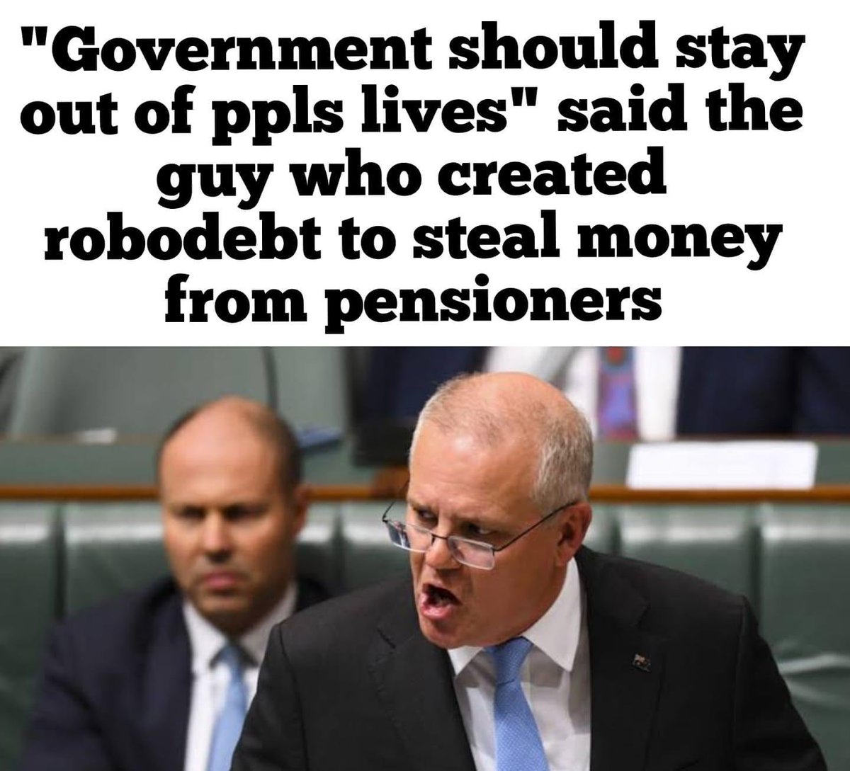 freeradicalone's tweet photo. #auspol #liarfromtheshire #scottiethebackflipper #scottiecouldntlaystraightinbed #scottiehasapamphlet #scottieisgoneinthenextelection says “here’s your indue card pensioners” #itstime4change #vote1labor #albo4PM https://t.co/V5HdWdHFDr
