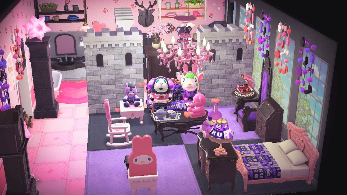 Doki_Crossing's tweet photo. I made Chelsea and Muffy roommates and edited Muffy's manor to be My Melody/Kuromi themed <3 #AnimalCrossing #ACNH #NintendoSwitch #sanriocore https://t.co/S5tH7Y9wKB
