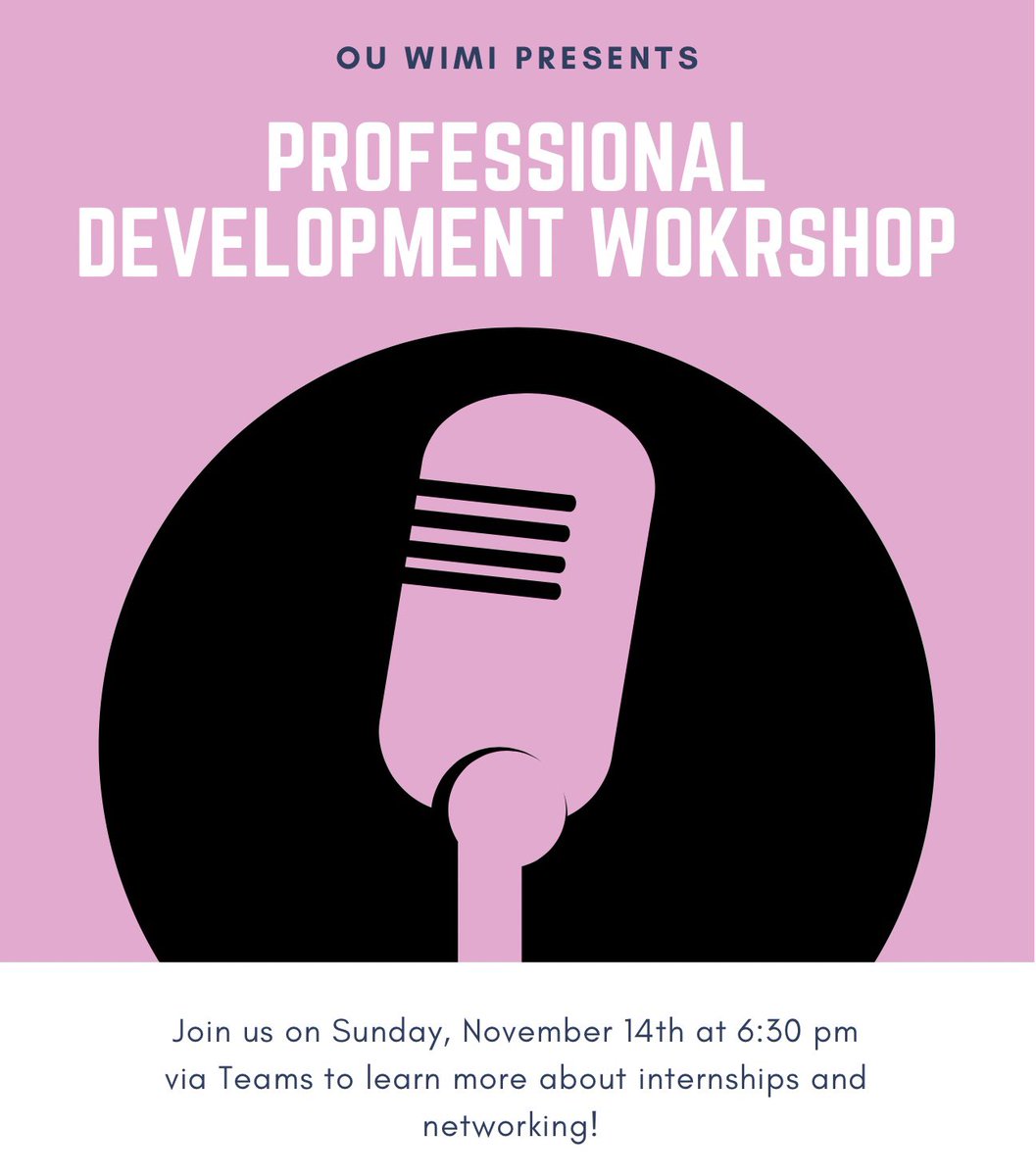 OU_WIMI's tweet photo. Be sure to join us this Sunday at 6:30 for tips on how to navigate the internship search and network within the industry! Link in thread: https://t.co/JXd0CjO3wJ