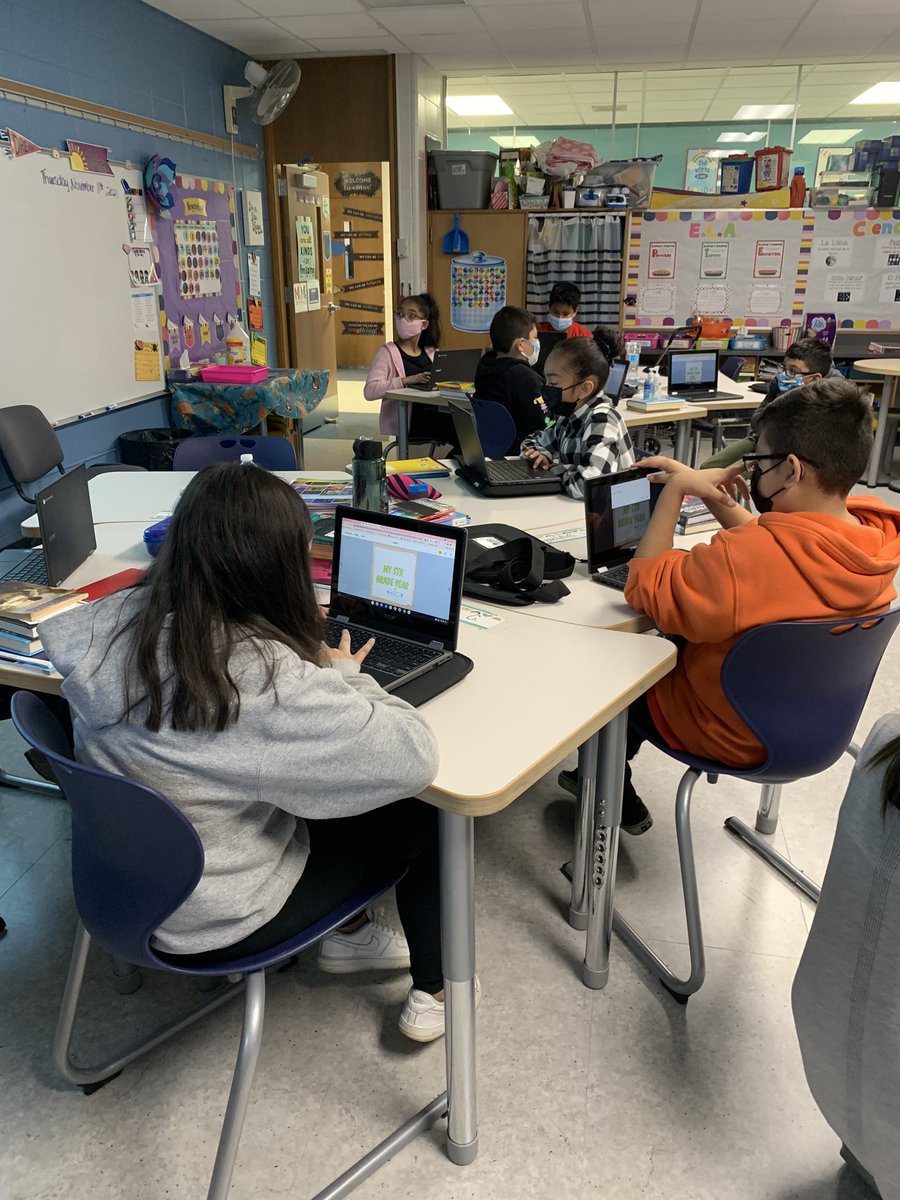 AlyseSchmidt's tweet photo. This week we worked on our Student Led Conference books in @BookCreatorApp and had a veteran cousin from Mrs. Pozen’s family come to talk to us on Zoom! Thank you @JennyPozen5 for inviting us and @MrsJaskiewicz for your help with our books! #asd4all https://t.co/CYxYG2wqyh
