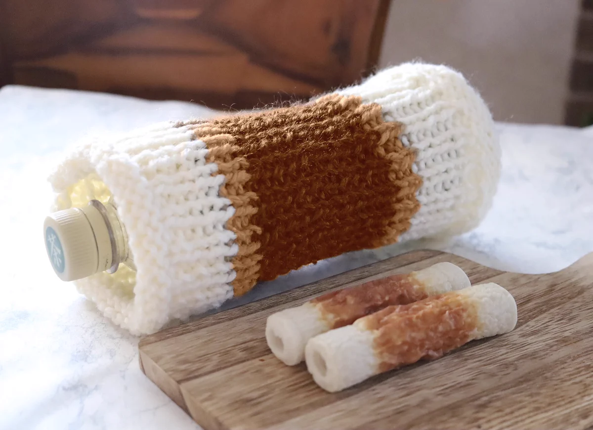 可愛くて自慢したくなる！ちくわのボトルカバーを編んでみた！