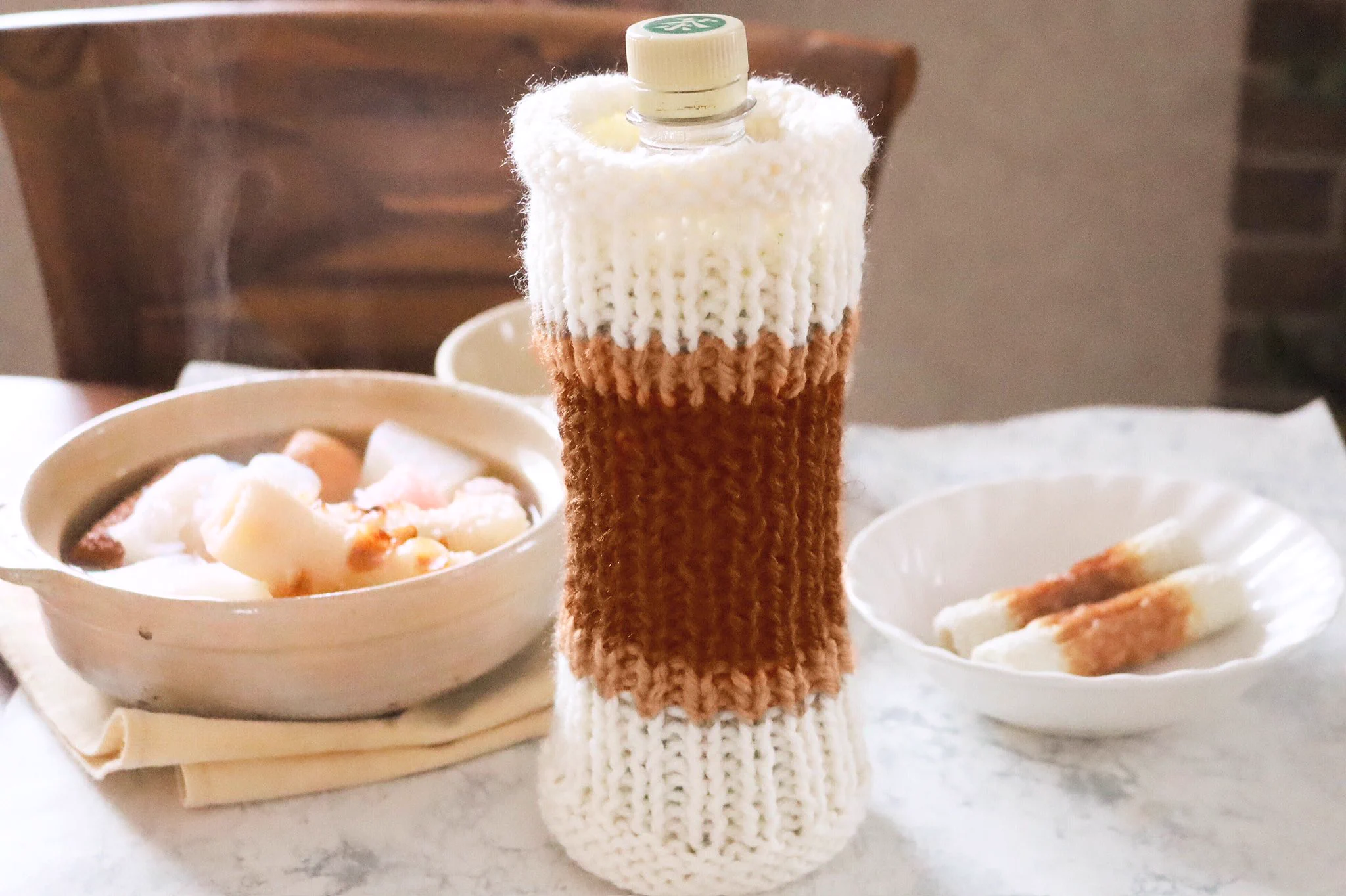 可愛くて自慢したくなる！ちくわのボトルカバーを編んでみた！