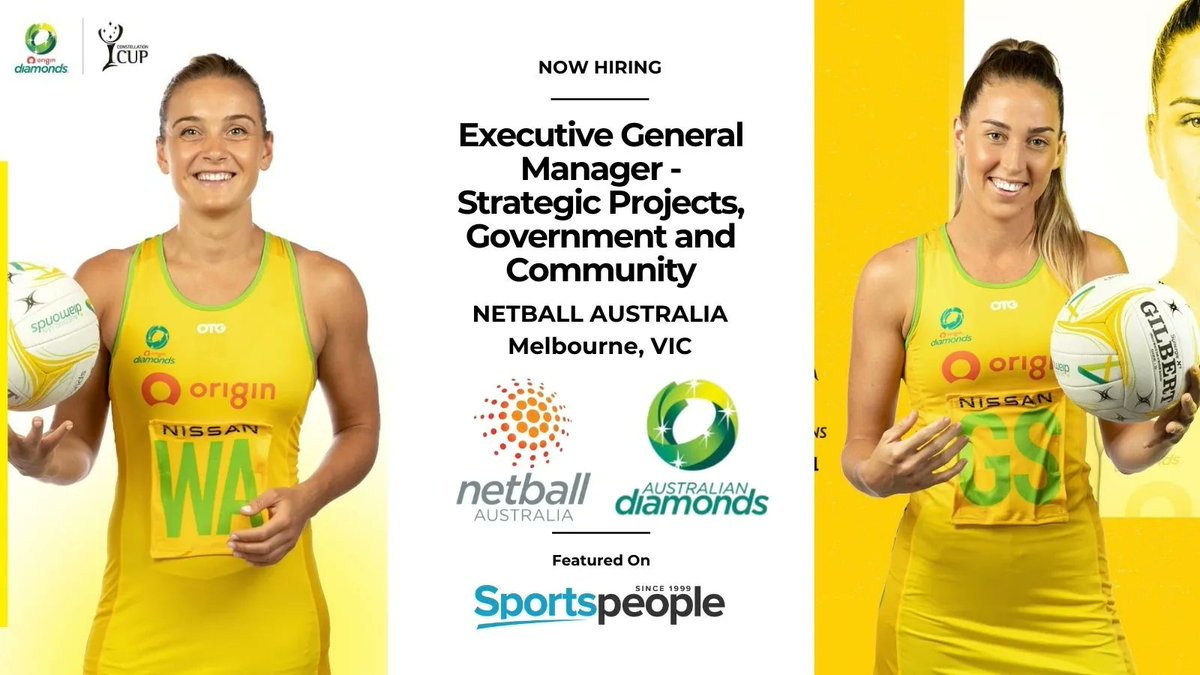 SportspeopleAU's tweet photo. [SPORTSLEADERS] Executive General Manager - Strategic Projects, Government and Community - Netball Australia. Full Time. Melbourne location. Closing 23 Nov 2021. Apply@ https://t.co/F62Y4BB2tA
(see more peak body jobs: https://t.co/poK4SxAReM) #sportspeople #NetballNation https://t.co/nESqXDwh7Y