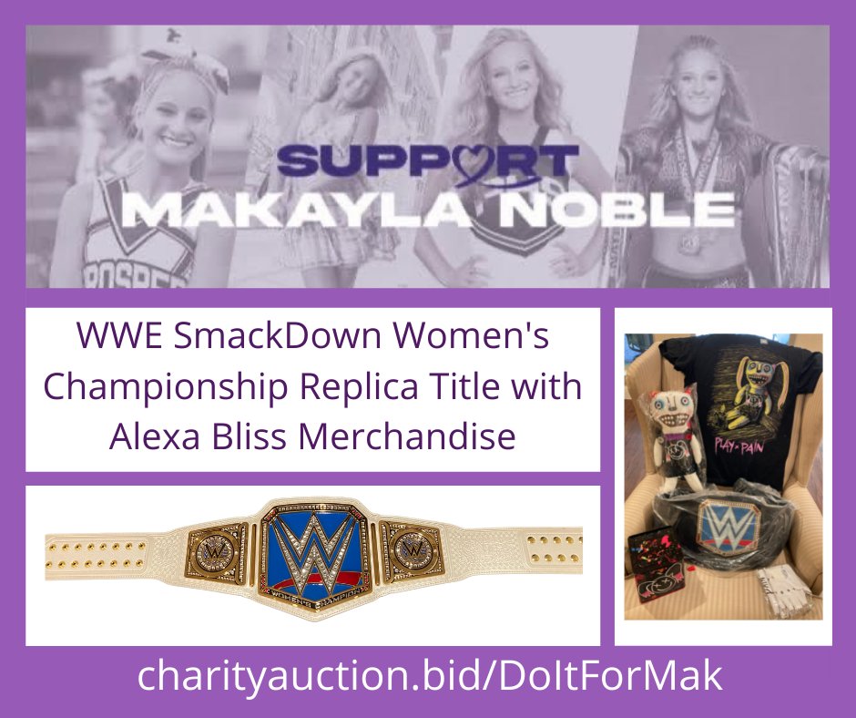 MakaylasFight's tweet photo. #WWEUniverse check out this great auction package donated by @WWE to benefit #makaylasfight #SmackDownLIVE #alexabliss_wwe #AlexaBliss https://t.co/rWd7Psei1m #DoItforMak #MakaylasFight https://t.co/cpTz4NntRz