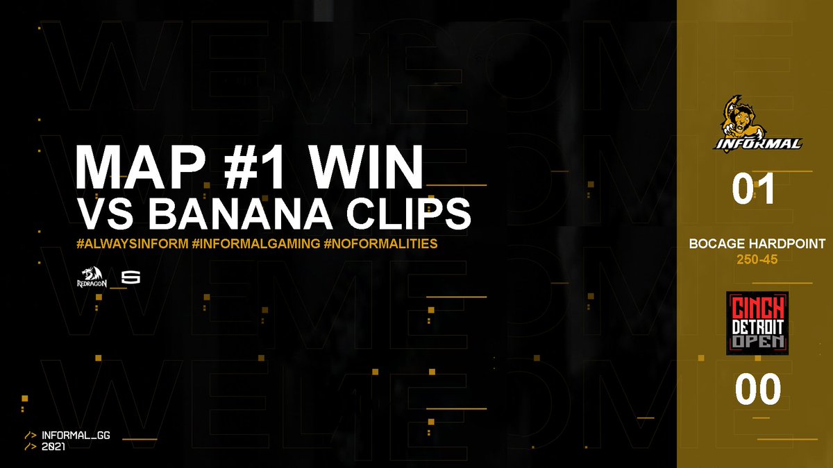 Informal_GG's tweet photo. We take map #1 over "Banana Clips" with a score of 250-45 on Bocage Hardpoint!
- https://t.co/rZ5HPCBc2l
#AlwaysInform #InformalGaming #CinchDetroitOpen https://t.co/AGG7CScUrx