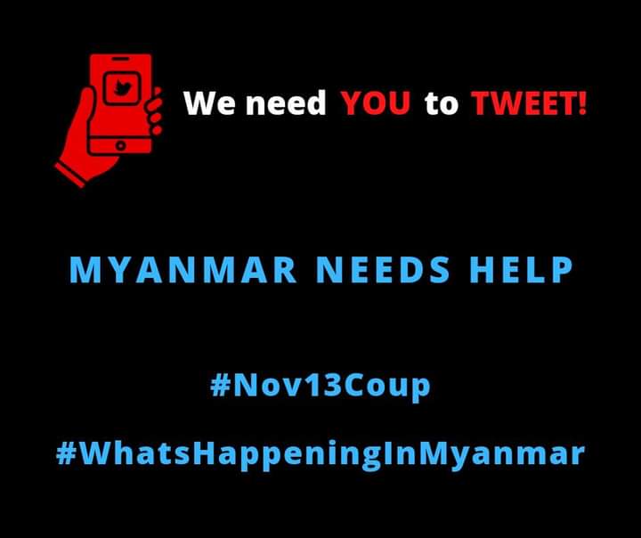 ChitNyiMin's tweet photo. MYANMAR NEEDS HELP

#Nov13Coup   
#WhatsHappeningInMyanmar https://t.co/Q0AclyLkRC