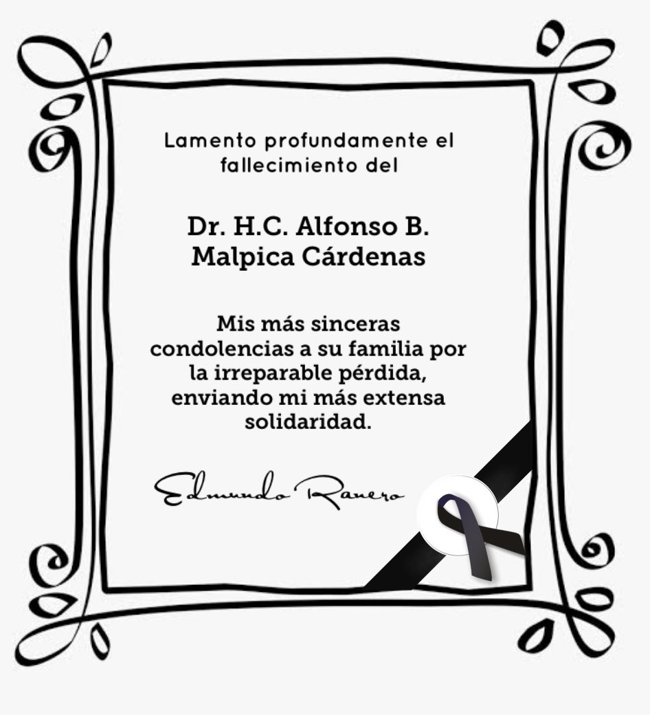Lamento el sensible fallecimiento de mi estimado <a href="/a_malpicac/">Alfonso Malpica</a>, mi más sentido pésame a sus familiares, descanse en paz.