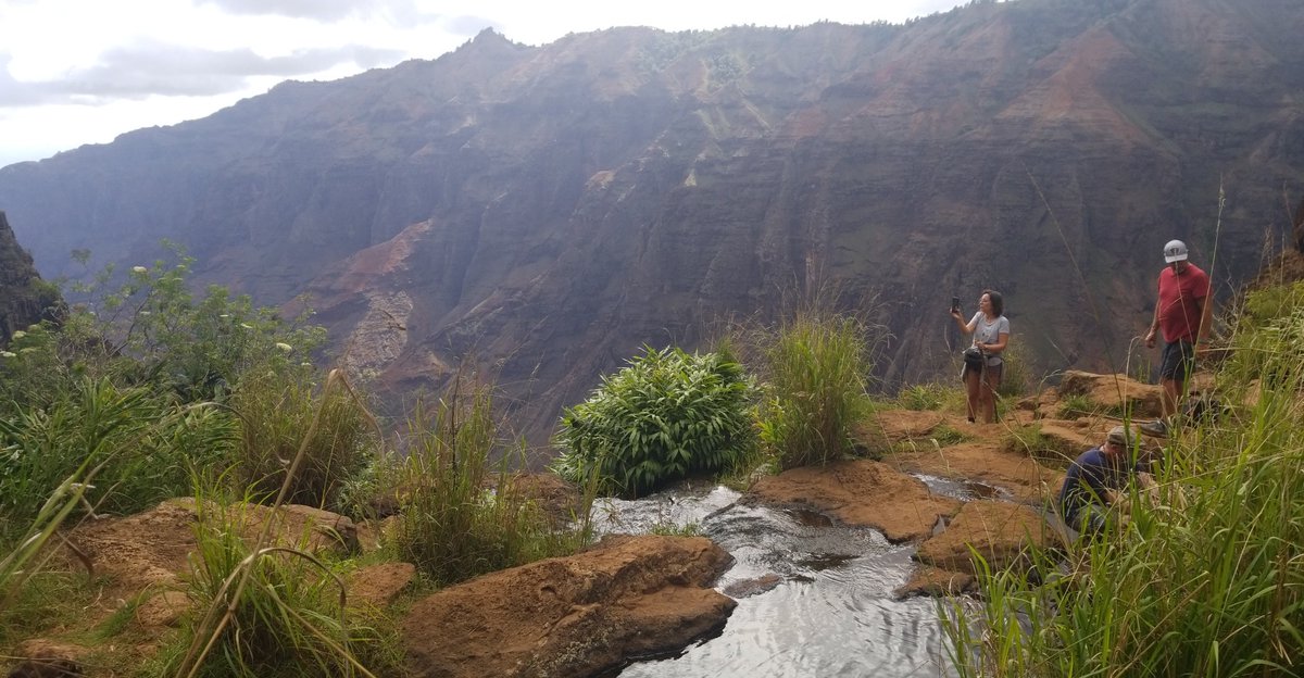 _davewiff's tweet image. Day 3:  One last adventurous day on Kauai. A trip into the Waimea Canyon and the Na Pali Coast. All capped off by a hike to (on!) the Waipo Waterfall (aka the waterfall in Jurassic Park)