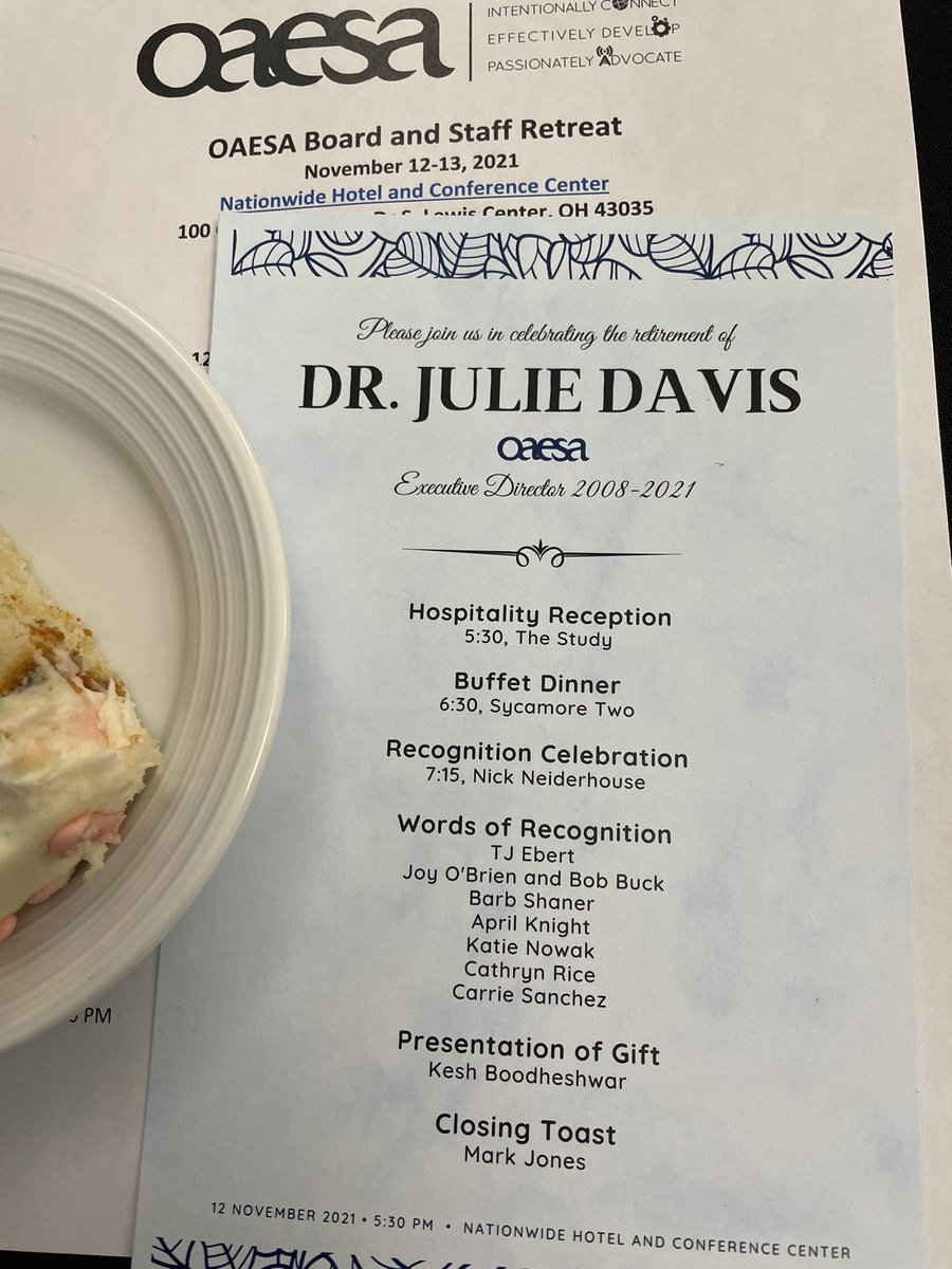 MrsNannicola's tweet photo. Celebrating an amazing leader @julie_jdavis tonight. You are such an inspiration for so many and have touched Ohio hearts in ways you can’t imagine. Grateful to have served under your leadership. #intentionallyconnect @OAESA https://t.co/34JKCCwr1Y