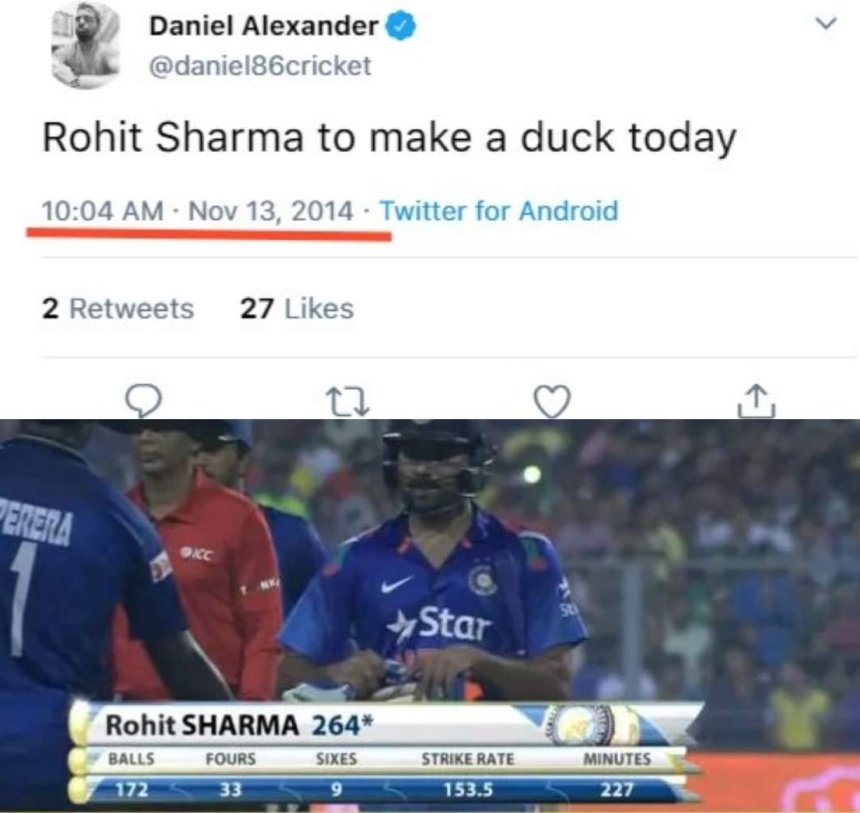 On this day in 2014,

Daniel Alexander got bodied 😇

#RohitSharma • <a href="/ImRo45/">Rohit Sharma</a>