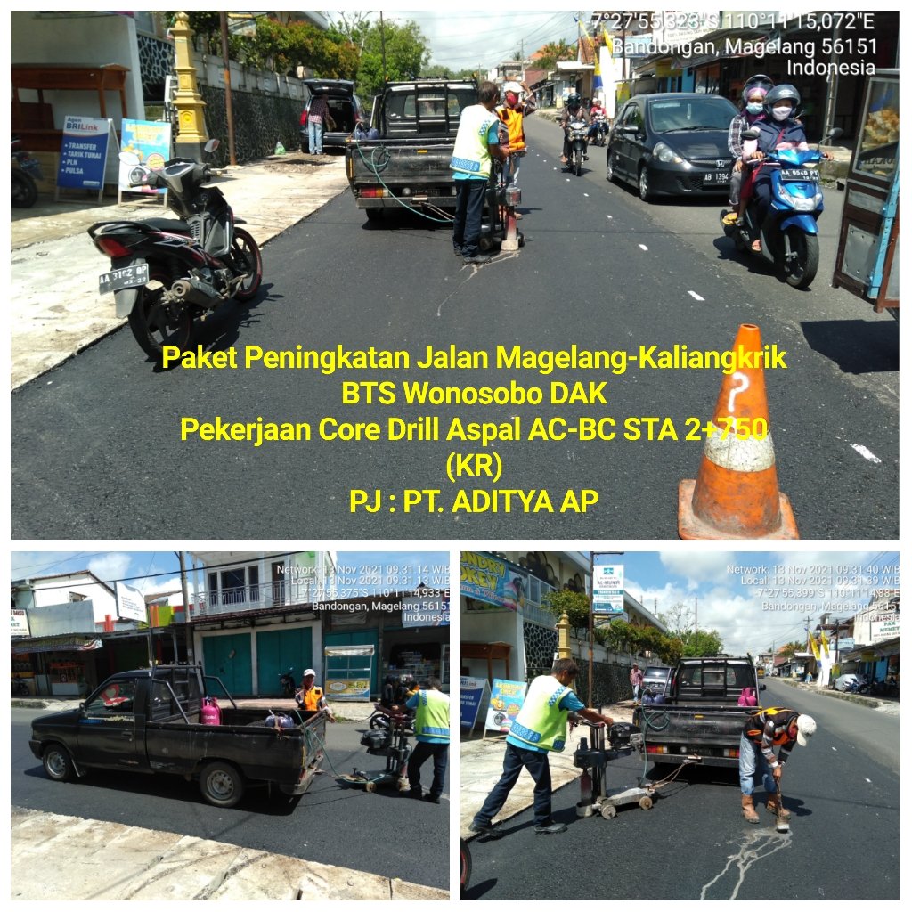 Aktifitas pekerjaan laboratorium core drill. 
Paket Magelang-kaliangkrik. 

#JalanCantik 
#JatengGayeng 
@dpubmckjateng 
<a href="/ganjarpranowo/">Ganjar Pranowo</a>