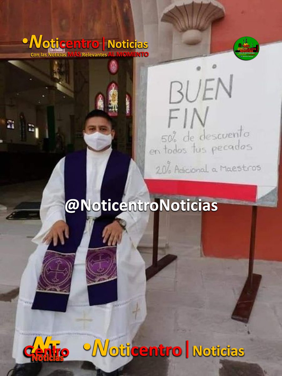 NoticentroNoti's tweet photo. •| Iglesia anuncia Buen Fin.
Anuncian Buen fin en "pecados", aproveche el descuento para los pecados. . . https://t.co/FrjvhgJOvS