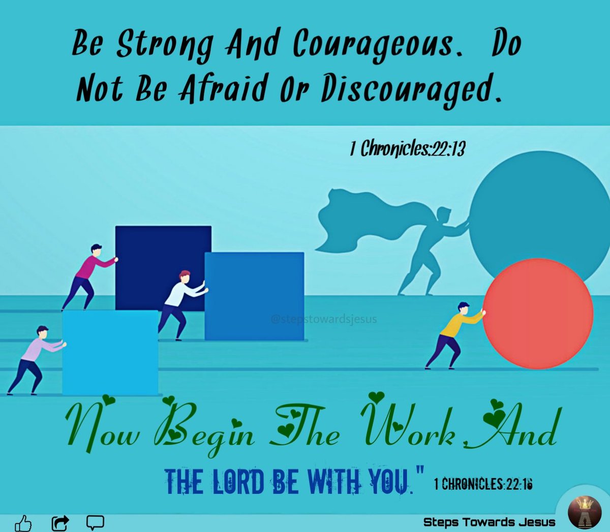 JesusTowards's tweet photo. 1 Chronicles:22:13,16

16- Now Begin The Work, And The Lord Be With You."

#God #Godword #steptowardsjesus #dailybibleverse #lovablewords #motivationalquotes #biblequotes #englishbibleverse #jesuswillhelpu #jesuslove #donotafraid #bestrong #wordoftheday https://t.co/ws6UKpcN8X