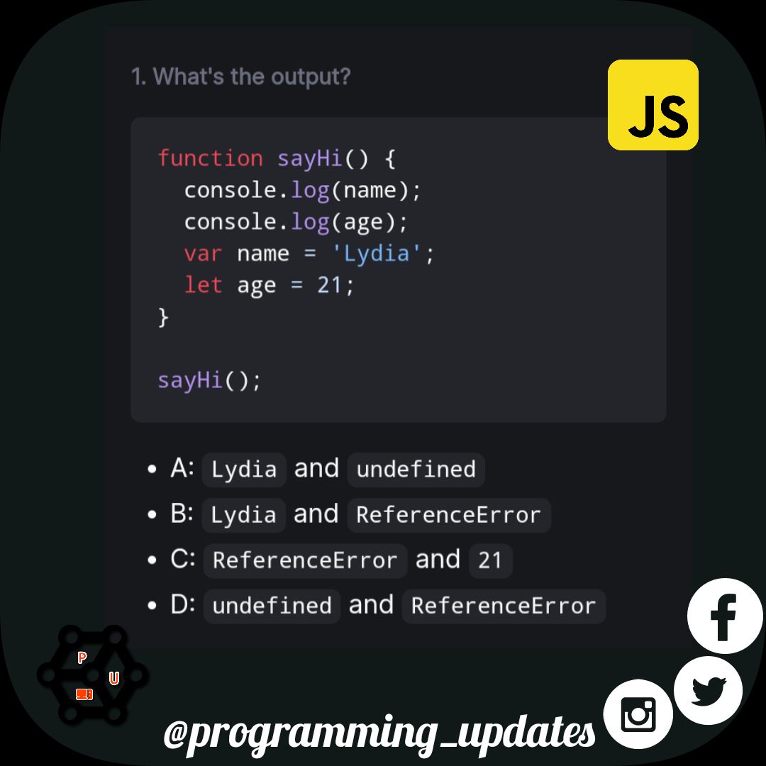 ProgrammingUpds's tweet photo. Js Quiz https://t.co/JqasDyb1eB
