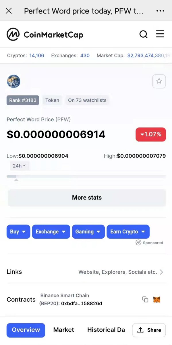 BSC_PFW's tweet photo. Congratulations to PFW for being included in CMC and being reported by CMC's official Twitter.
@cmclistings 
@WFPChief 
@WFP  @cz_binance @elonmusk @BinanceChain https://t.co/DfhA3YRjsN