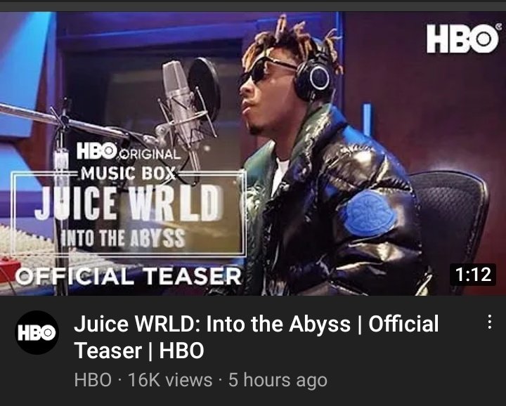 PGokul6p's tweet photo. Juice WRLD: Into The Abyss Official Documentary Teaser has been released on the official HBO YouTube channel!

December got us booked with a lot of emotions! 🧃🌎

Fighting Demons - Dec 10
Juice WRLD: Into The Abyss - Dec 16
 999 - Forever
#LLJW #Juicewrld #jwitab #FightingDemons https://t.co/VR2DoPMUW4