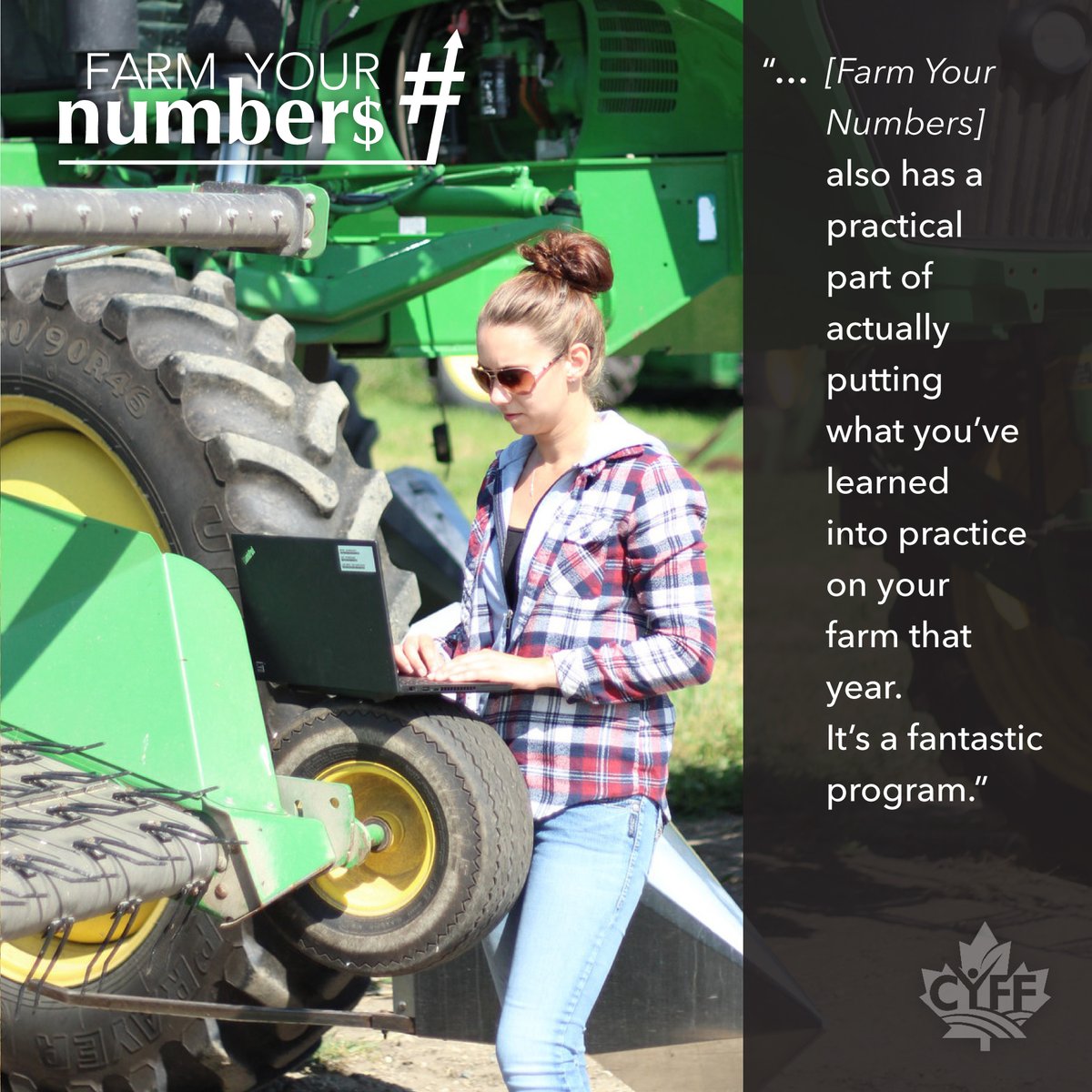 CYFF's tweet photo. Andrea DeRoo’s advice to any young farmer considering participating in #FarmYourNumbers is pretty simple. “Do it!”
https://t.co/isV8fF8Wfu
#youngfarmers #CdnAg @RBC https://t.co/DTGmvajd3r