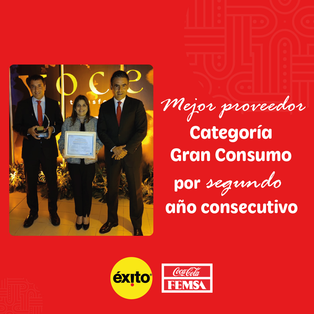 carogomez8a's tweet photo. Estamos felices!! Fuimos galardonados por segundo año consecutivo como Mejor Proveedor de la categoría Gran Consumo en el premio “Proveedores de Éxito”. Cada día más orgulloso. #SoyKOF https://t.co/i8LIl1d74B