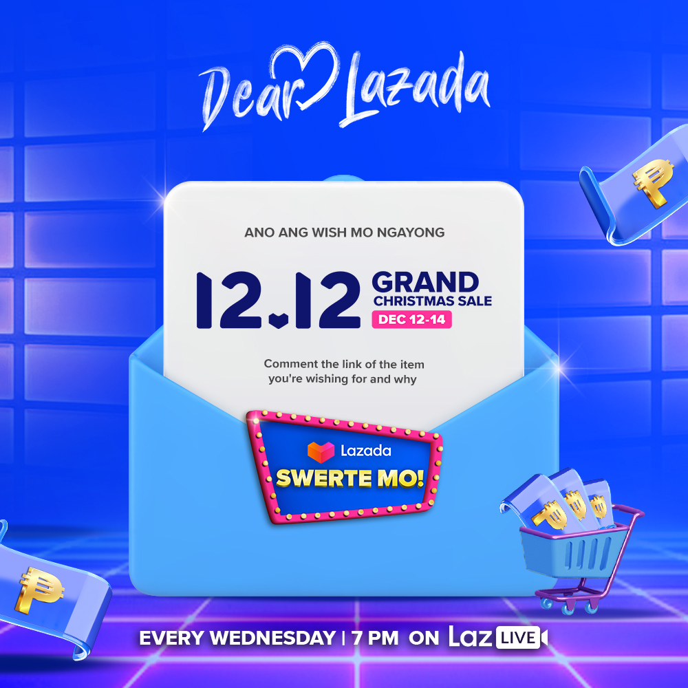 Narito na ang maagang pamasko mula sa #LazadaSwerteMo!🎁

COMMENT below the link of the item you're wishing for this #Lazada1212GrandChristmasSale at kami na ang bahala! 🥰

Panoorin ang Dear Lazada every WED, 7PM sa #LazadaSwerteMo on LazLive.

#NamamaskoSaLazada