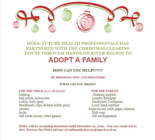 CteJd's tweet photo. Jeff Davis HOSA has adopted a family for Christmas. Help us make it special! #ctso #HOSA #communityserviceproject #MPSMovingForward https://t.co/WfOLJWGL3M