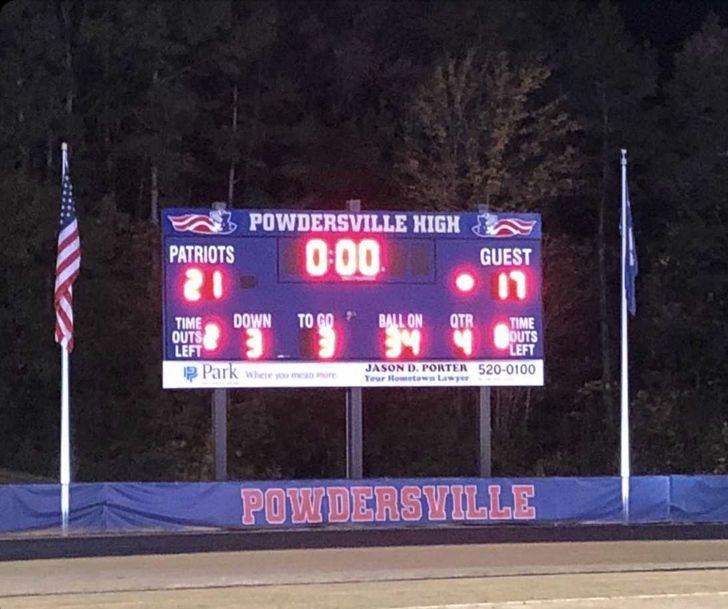 PowdersvilleHS's tweet photo. Patriots defeat the Canes!! Next stop, Round 3. 🏈👊 https://t.co/O7LfHNJCq0