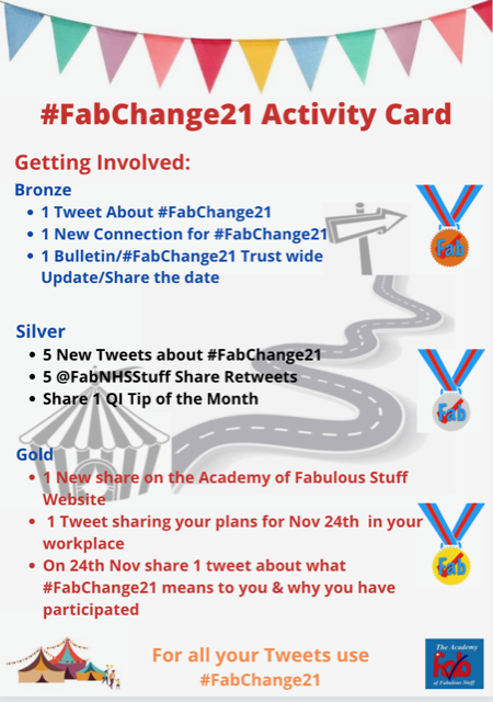 FabNHSStuff's tweet photo. #FabChange21 is just around the corner 🎪😀

To build up to the event have you completed any of the #ActivityBoard?

https://t.co/3F79VGlEQN

If not, why not catch up &amp; when the 24th hits lets see who is the first to claim the 🥇

@RoyLilley @mynameisAndyJ @boroshaz @RoaringNurse https://t.co/T4K2BcXgS3