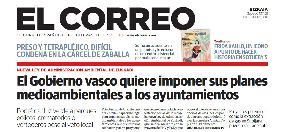 otero_mikel's tweet photo. .@elcorreo_com lleva a portada uno de los mayores escándalos de esta legislatura.
@eajpnv quiere colar por la puerta de atrás una modificación de la Ley de Ordenación del Territorio que impondría a los ayuntamientos proyectos que estén en contra de sus planes urbanísticos. https://t.co/f7Ylee91UD