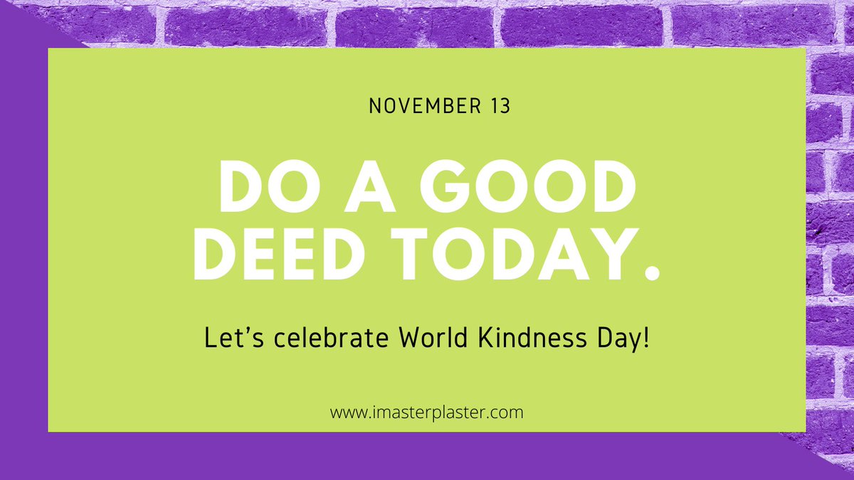 MasterPlasterSM's tweet image. The objective of World Kindness Day is to spread kindness with small gestures. Whether it’s helping out someone with chores, taking the time out to ask how someone is doing, or complimenting someone, the name of the game is kindness, and we all have it in us.
#MasterPlaster