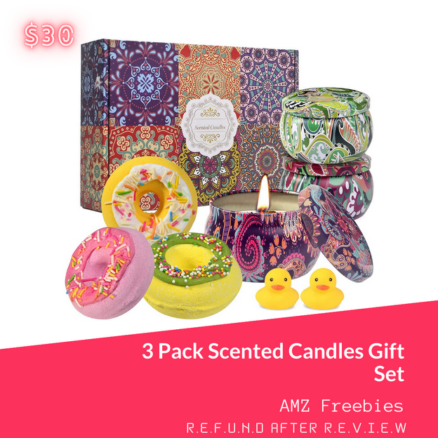 CapraUS510's tweet photo. Scented Candles Gift Set, 3 Pack Soy Wax Candles Set Attach Donut Bath Bomb, $30 https://t.co/kaFPIf2iNi