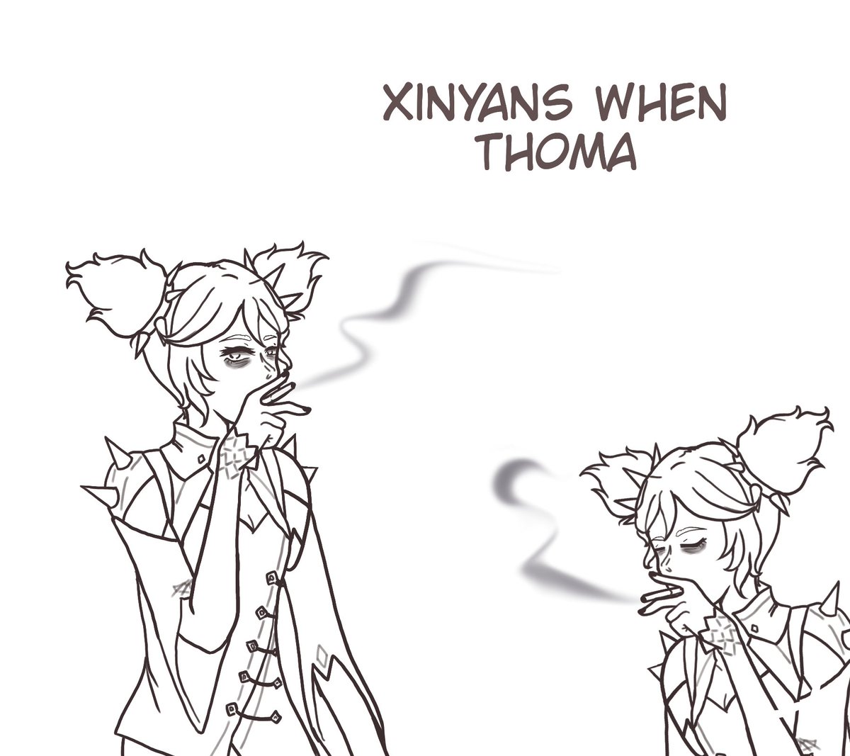 imperravi's tweet photo. For real tho 
#art #artistsontwitter #GenshinImpact #sketch #doodle #xinyan #Thoma https://t.co/uSrxlQsrP2