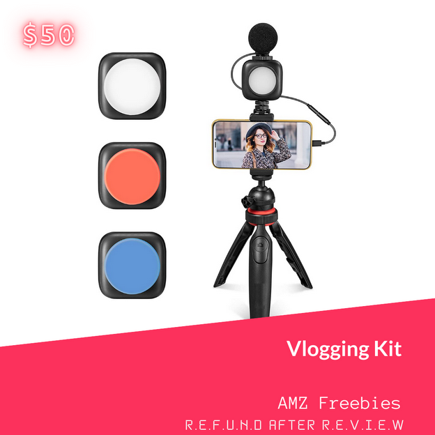 CapraUS510's tweet photo. Vlogging Kit, Video Recording Equipment with 360° Adjust Phone Holder, LED Light, Microphone, $50 https://t.co/GHCOPSDtmC