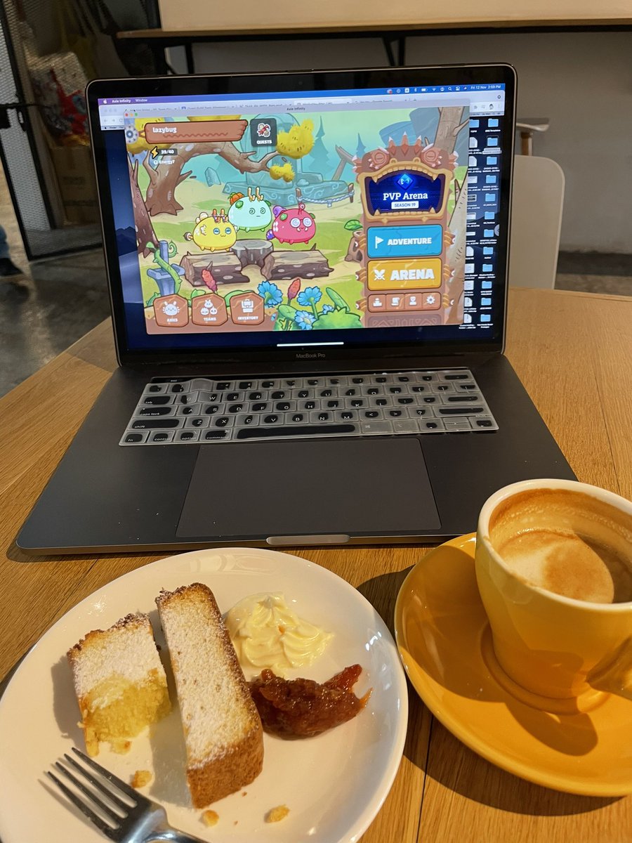 idomoji's tweet photo. GM! Axie and chill kinda day. π #AxieBug #AxieInfinity if only the cafe accept SLPs ;)
But the butter cake here is delish! π₯° https://t.co/XRf0QXXNkO