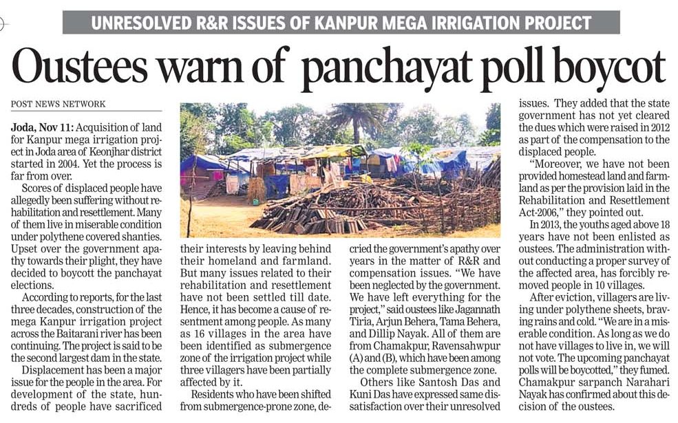 TejeswarParida's tweet photo. Odisha's Rehabilitation &amp; Resettlement Policy is one of the best among Indian States! But why we are not Successful in #KanpurMegaIrrigationProject in #Joda, #Keonjhar? This Mineral rich District has huge unspent Funds with #DMF &amp; #OMBADC of State Govt. &amp; major #CSR Units! 1/2 https://t.co/yHXmrZQ20x