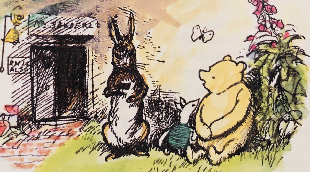 A_AMilne's tweet photo. “Now,” said Rabbit, “this is a Search, and I’ve Organized it -“
“Done what to it?” said Pooh.
“Organized it. It’s what you do to a Search. Do you see?”
“No,” said Pooh. “Is Piglet organdized too?”
“We all are,” said Rabbit, and off he went. ~A.A.Milne #SaturdayMotivation https://t.co/rBDR21AyGr