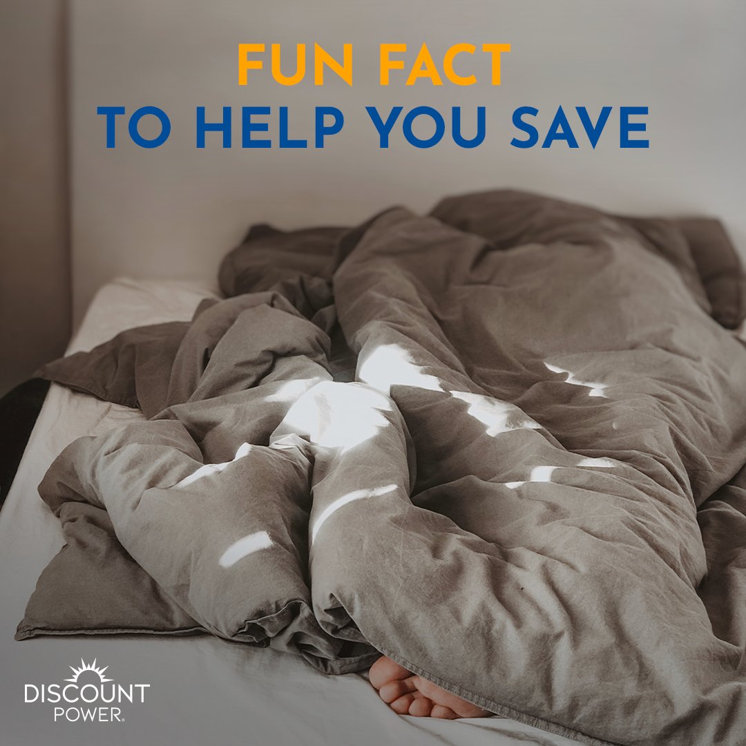 DiscountPowerTX's tweet photo. At bedtime, pull out your extra-warm blankets and turn the temperature down 10-15 degrees. The U.S. Department of Energy says doing that for eight hours a day can save you 10% on your electricity bill. https://t.co/sCbjsfPv8Y
#DiscountPower #energy #electricity https://t.co/imYlMWCu7T