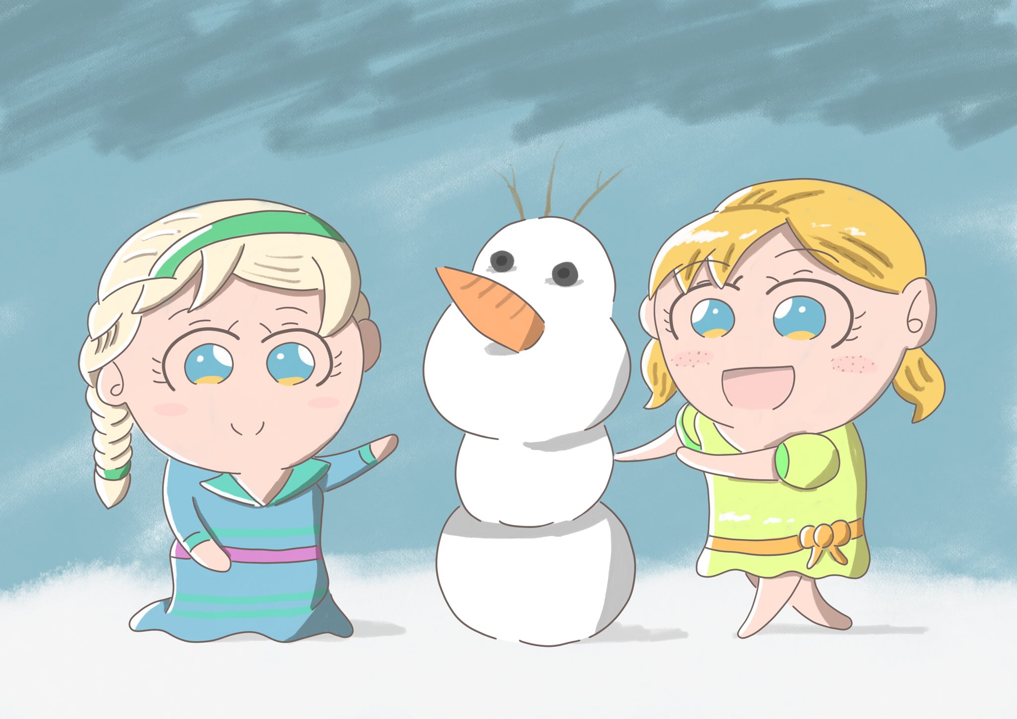 Aki かわいい子供 動物イラスト描きます 映画 アナと雪の女王 より幼少期のアナとエルザ 雪だるま作ろう イラスト かわいいイラスト Illustration Disney Frozen アナ雪 イラスト好きな人と繋がりたい 絵描きさんと繋がりたい T