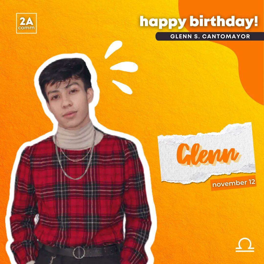 AdDUComm2A's tweet photo. This guy has the enthusiasm, the energy, and the passion to always be on-the-go and up for the challenge. 

We wish you a belated happy birthday, Glenn! 🧡

♎ @glenncants

#CelebrateWithCOMM2A https://t.co/l7Izx1o2Xm